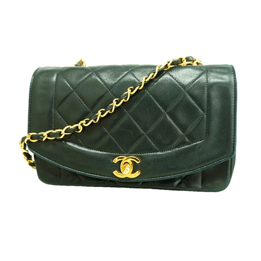 Chanel Diana Chain Shoulder Bag, Lambskin, Black, Women's